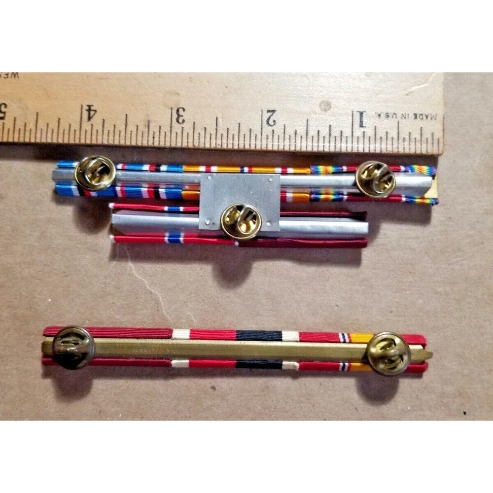 Military Ribbon Bars Lapel Pins 8 Ribbons Metal Stars Multicolor Academia